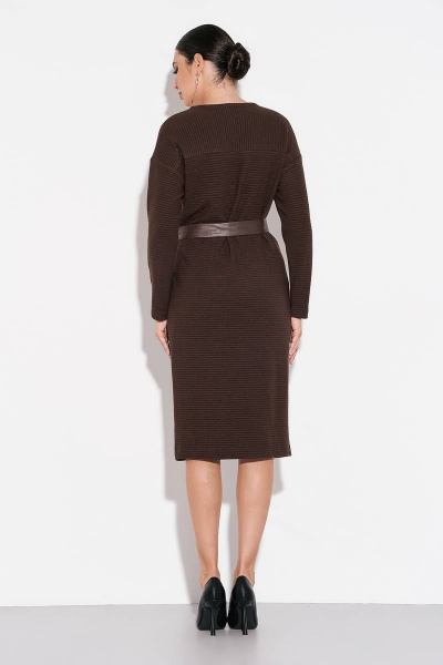 Трикотажное платье полуприлегающего силуэта с асимметричным швом FOXY FOX 1479 коричневый - фото 7