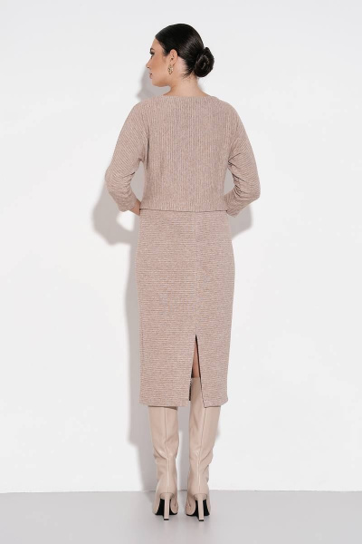 Платье миди из трикотажа с декоративной планкой FOXY FOX 1481 бежевый - фото 6