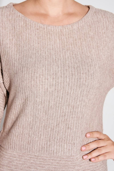 Платье миди из трикотажа с декоративной планкой FOXY FOX 1481 бежевый - фото 4