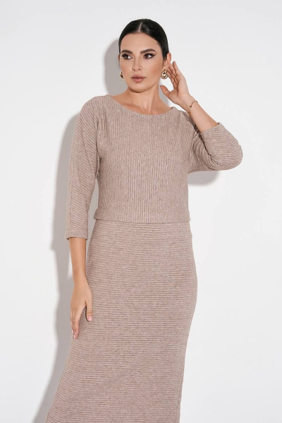 Платье миди из трикотажа с декоративной планкой FOXY FOX 1481 бежевый - фото 3