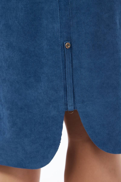 Вельветовое платье А-силуэта с кокетками и накладными карманами Tensi 358 голубой-сапфир - фото 5