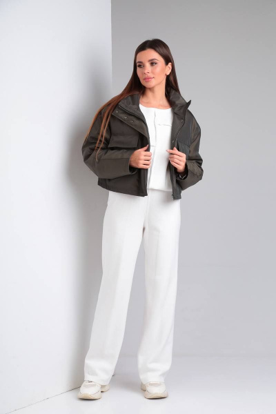 Демисезонная плащёвая куртка с капюшоном и синтепоновой подкладкой Диомант 1899 олива - фото 13