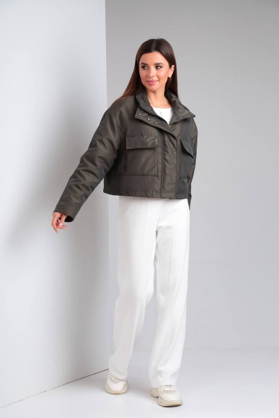 Демисезонная плащёвая куртка с капюшоном и синтепоновой подкладкой Диомант 1899 олива - фото 12