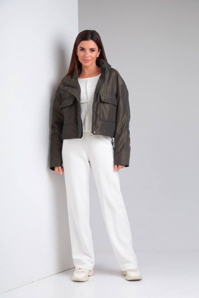 Демисезонная плащёвая куртка с капюшоном и синтепоновой подкладкой Диомант 1899 олива - фото 10