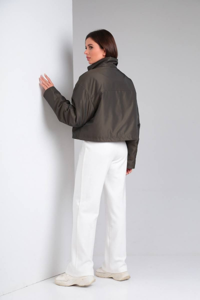 Демисезонная плащёвая куртка с капюшоном и синтепоновой подкладкой Диомант 1899 олива - фото 8