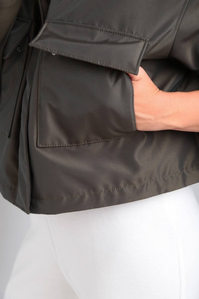 Демисезонная плащёвая куртка с капюшоном и синтепоновой подкладкой Диомант 1899 олива - фото 7