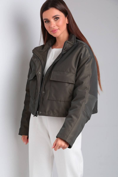 Демисезонная плащёвая куртка с капюшоном и синтепоновой подкладкой Диомант 1899 олива - фото 2