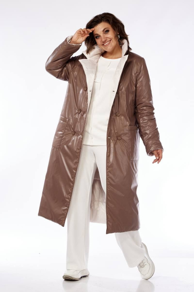 Демисезонное двустороннее пальто из плащёвой ткани с поясом Диомант 1883 - фото 15