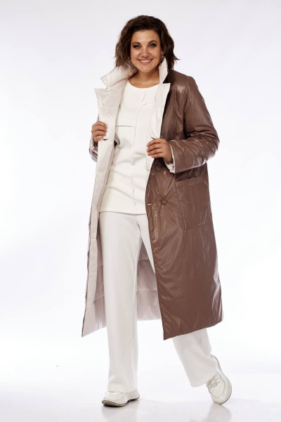 Демисезонное двустороннее пальто из плащёвой ткани с поясом Диомант 1883 - фото 14