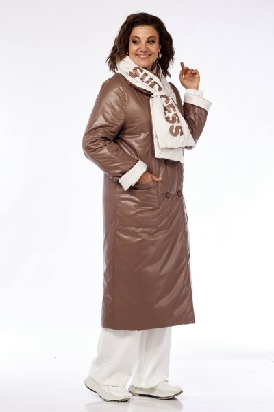 Демисезонное двустороннее пальто из плащёвой ткани с поясом Диомант 1883 - фото 13