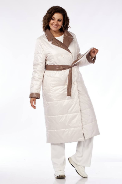 Демисезонное двустороннее пальто из плащёвой ткани с поясом Диомант 1883 - фото 5