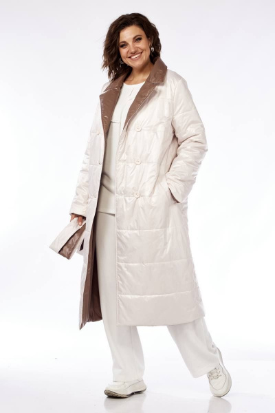 Демисезонное двустороннее пальто из плащёвой ткани с поясом Диомант 1883 - фото 4