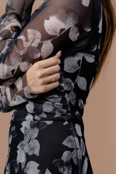 Платье JRSy 2372 черно-белые_цветы - фото 3