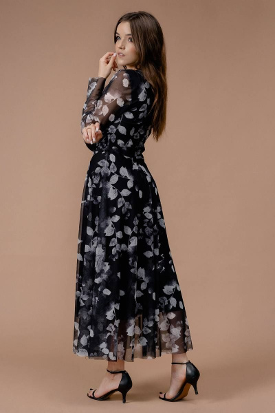 Платье JRSy 2372 черно-белые_цветы - фото 2