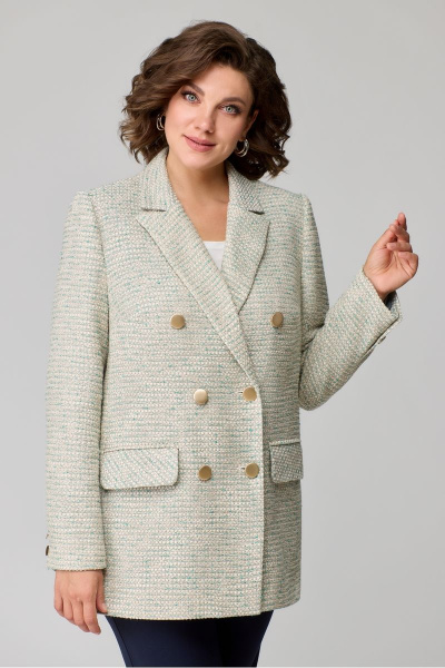 Демисезонный бирюзовый жакет на подкладке со стильными линиями DaLi 3536.1 с_бирюзой - фото 1