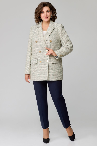 Демисезонный бирюзовый жакет на подкладке со стильными линиями DaLi 3536.1 с_бирюзой - фото 2