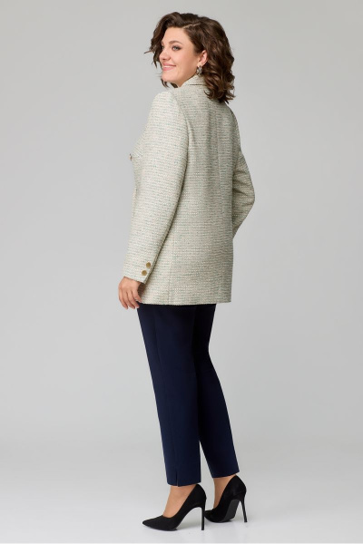 Демисезонный бирюзовый жакет на подкладке со стильными линиями DaLi 3536.1 с_бирюзой - фото 3