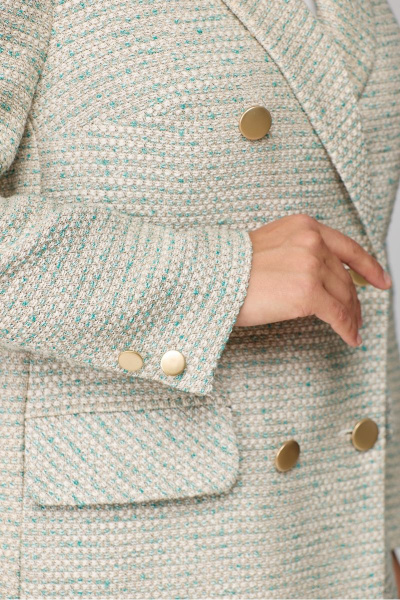 Демисезонный бирюзовый жакет на подкладке со стильными линиями DaLi 3536.1 с_бирюзой - фото 4