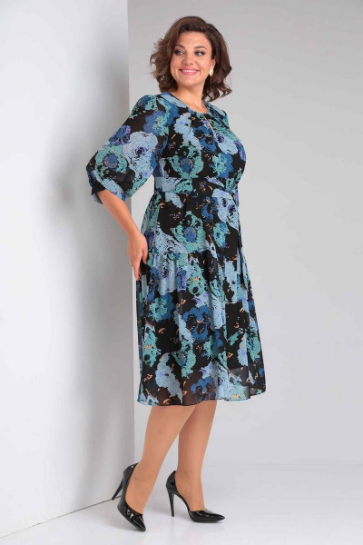 Платье Асолия 2643 черно-бирюзовый - фото 5
