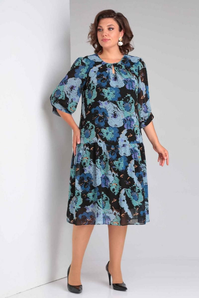 Платье Асолия 2643 черно-бирюзовый - фото 4