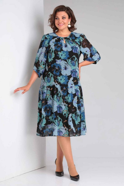 Платье Асолия 2643 черно-бирюзовый - фото 3