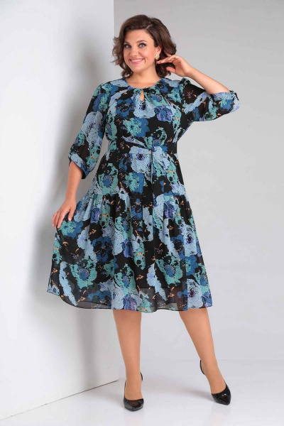 Платье Асолия 2643 черно-бирюзовый - фото 2