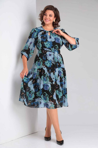Платье Асолия 2643 черно-бирюзовый - фото 1