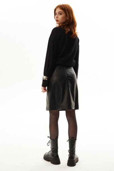 Блузон расширенного силуэта с длинным рукавом и отрезной планкой Golden Valley 6556 черный - фото 6