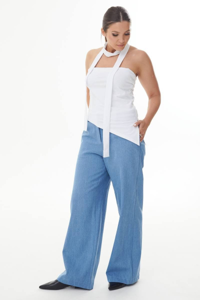 Джинсовые брюки палаццо темно-голубые AURA otd 4103 темно-голубой - фото 5