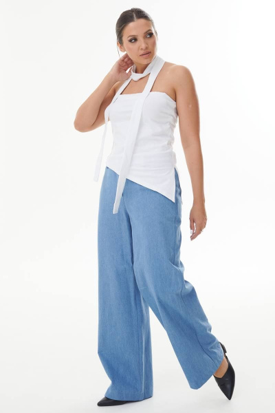 Джинсовые брюки палаццо темно-голубые AURA otd 4103 темно-голубой - фото 4