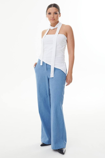 Джинсовые брюки палаццо темно-голубые AURA otd 4103 темно-голубой - фото 3