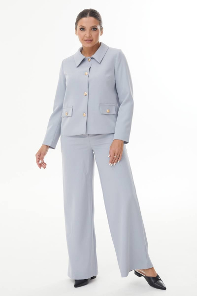 Деловая двойка из хлопка и рубашечным воротником, палаццо AURA otd 9179 светло-серый - фото 1
