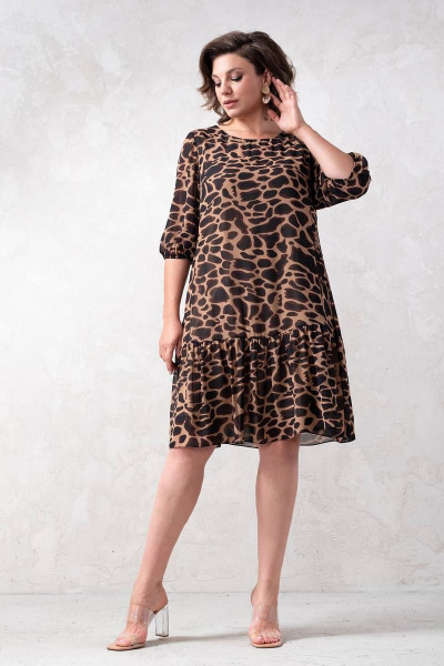 Мультицветное шифоновое платье с воланом на каждый день Avanti 1590 - фото 1