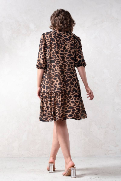 Мультицветное шифоновое платье с воланом на каждый день Avanti 1590 - фото 2