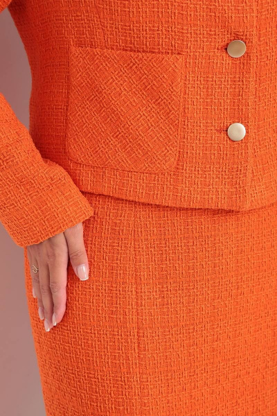 Деловой костюм оранжевый жакет и юбка из текстиля TVIN 7657 оранж - фото 8