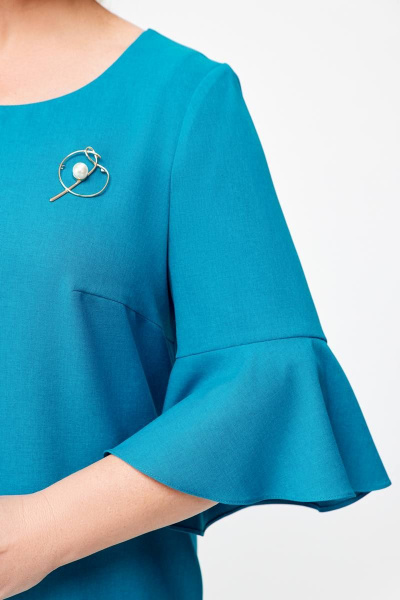 Бирюзовое платье из мягкой вискозы с разрезами и карманами Swallow 680.1 темно-бирюзовый - фото 11