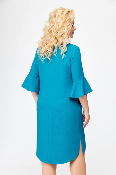 Бирюзовое платье из мягкой вискозы с разрезами и карманами Swallow 680.1 темно-бирюзовый - фото 9