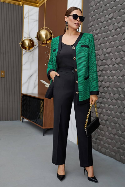 Брюки и жакет с контрастной отделкой из текстиля Lissana 4793 - фото 2