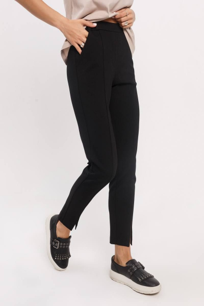 Классические укороченные брюки из трикотажа с разрезами Madech 21183 черный - фото 6