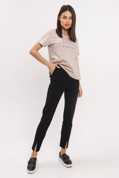 Классические укороченные брюки из трикотажа с разрезами Madech 21183 черный - фото 5