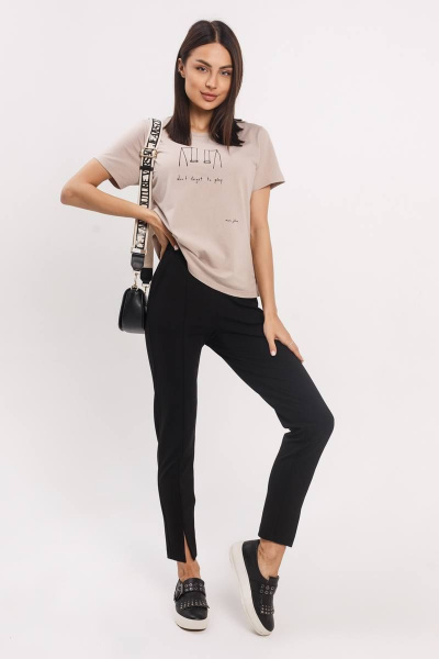 Классические укороченные брюки из трикотажа с разрезами Madech 21183 черный - фото 4