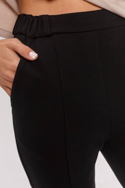 Классические укороченные брюки из трикотажа с разрезами Madech 21183 черный - фото 3