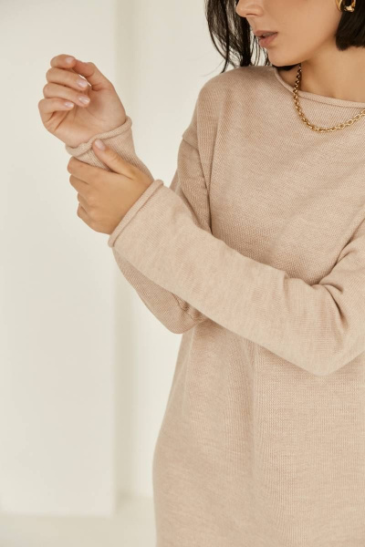 Длинное шерстяное платье прямого силуэта Romgil РВ0002-ШЕ5 светлый_опаловый - фото 4