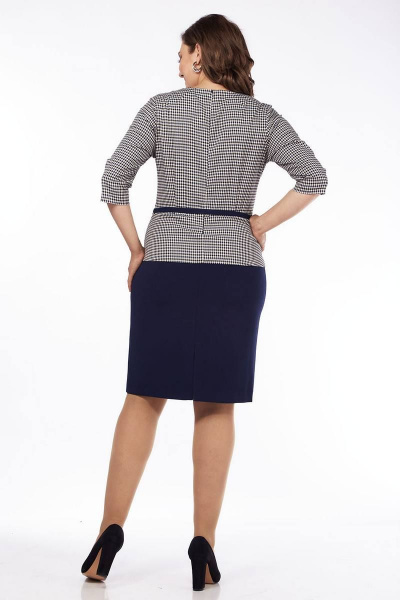 Деловое платье с баской и боковым разрезом Lady Style Classic 788/1 темно-синий_с_серым - фото 4