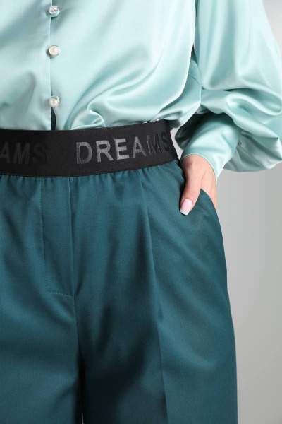 Широкие прямые брюки с карманами из текстиля LM ИК5392 изумруд - фото 4