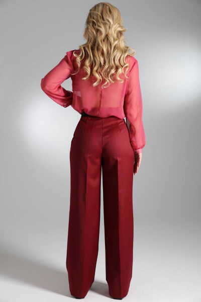 Длинная красная блуза с рюшами и объемными рукавами LM БК2811 бордовый - фото 5