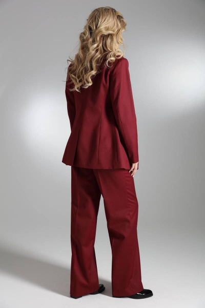 Костюм 3-ка деловой из текстиля с пуговицами и карманами LM БК5199 бордовый - фото 3