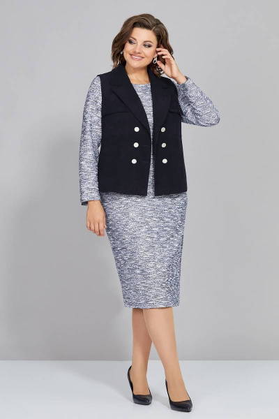 Платье из трикотажа с вытачками и жилет из штрукса Mira Fashion 5328 - фото 1