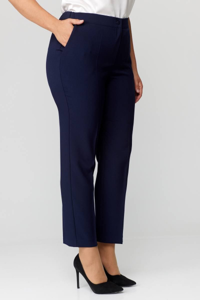 Деловой костюм брюки и жакет из текстиля с двубортной застежкой ANASTASIA MAK 1141 синий - фото 8