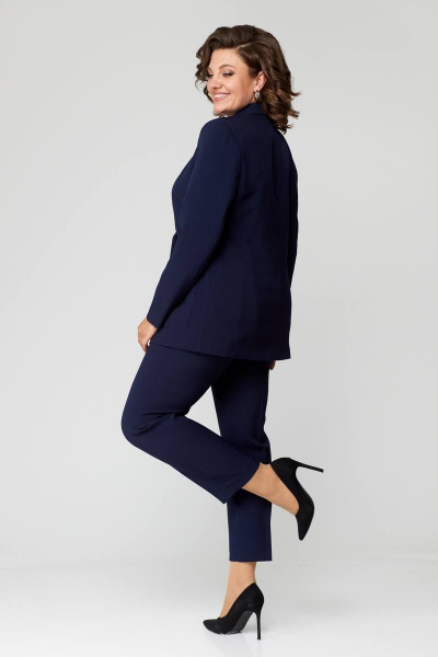 Деловой костюм брюки и жакет из текстиля с двубортной застежкой ANASTASIA MAK 1141 синий - фото 4
